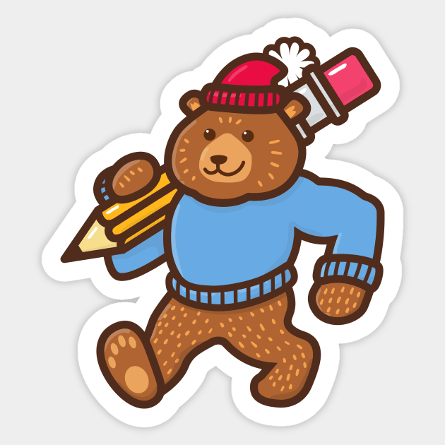 The Pencil Bear Sticker by DangerHuskie